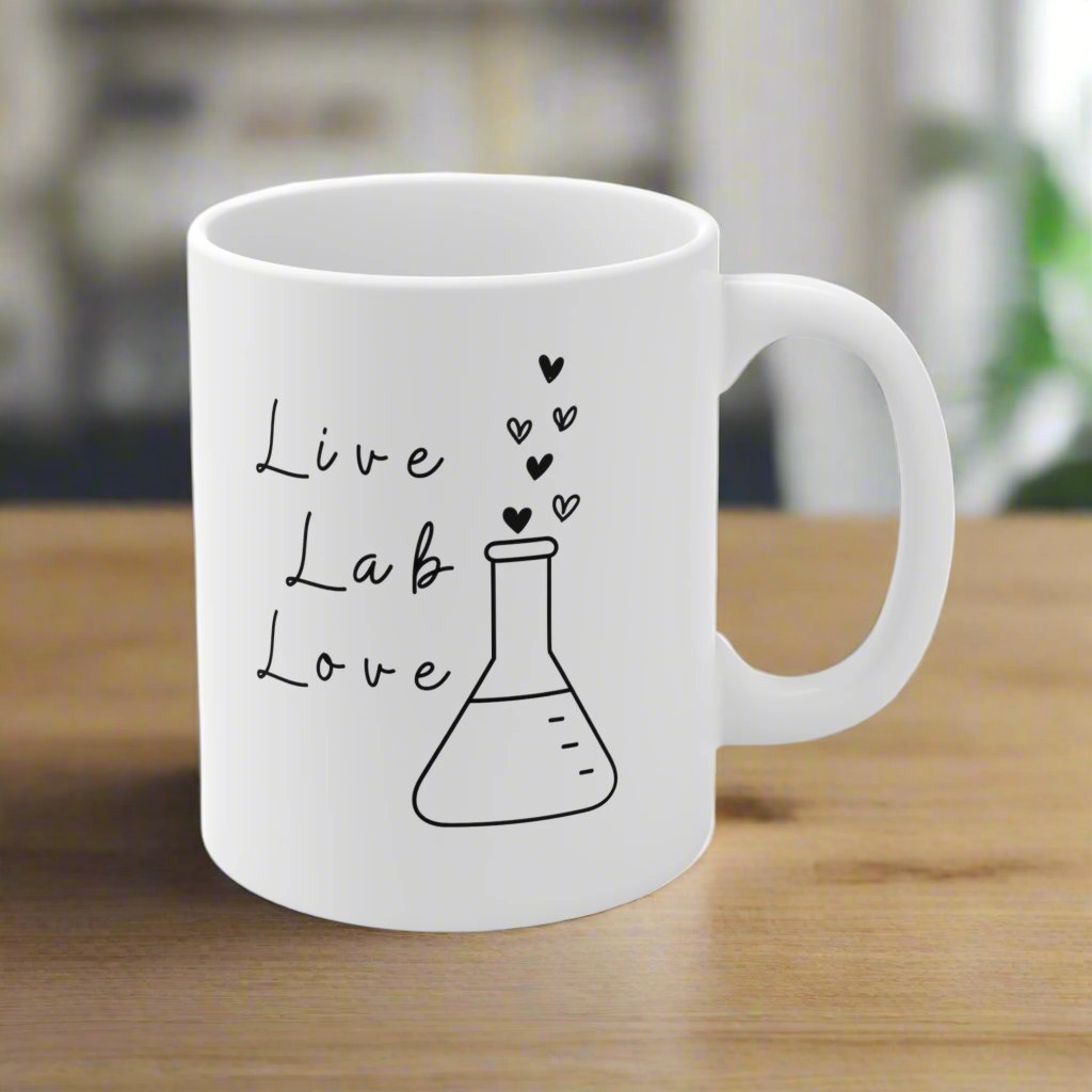 Live Lab Love mug, Lab tech gift, Research humor, Medical research, Women in chemistry, women in science, laboratory, medical humor
