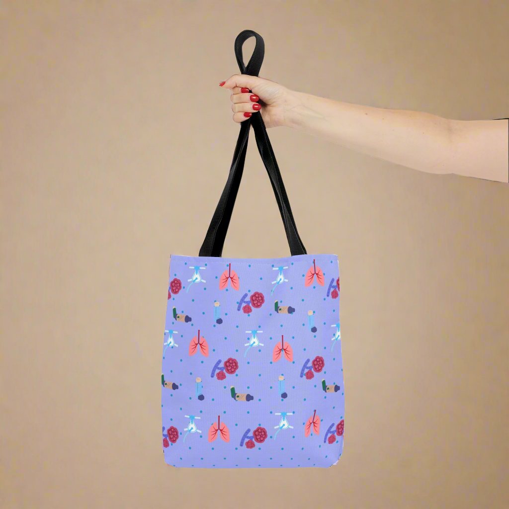 Lung tote bag, Pulmonology, respiratory therapy.