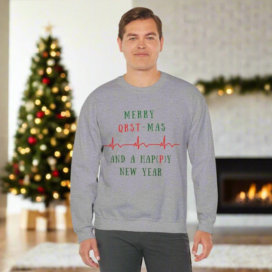 Cardiology Christmas Sweatshirt, Telemetry Nurse Holiday Gift, Cute Nurse Xmas Sweater, Cardiologist Christmas Gift, Heartbeat Print, Nursing Holiday Apparel