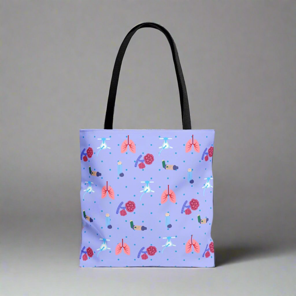 Lung tote bag, Pulmonology, respiratory therapy.