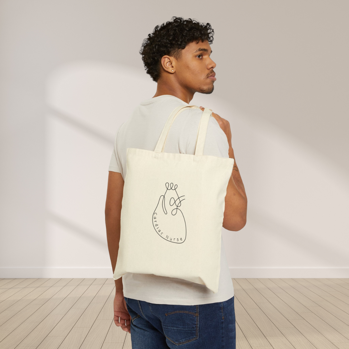 Minimalist Heart Cardiac Nurse work Tote Bag Cute Graduation gift for Cardiology team and cardiovascular RNs Anatomical Medical line art