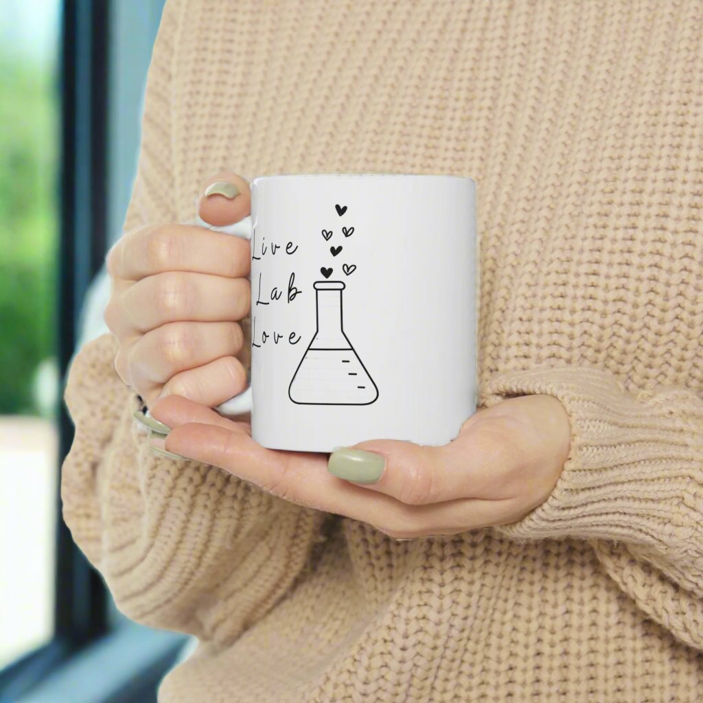 Live Lab Love mug, Lab tech gift, Research humor, Medical research, Women in chemistry, women in science, laboratory, medical humor