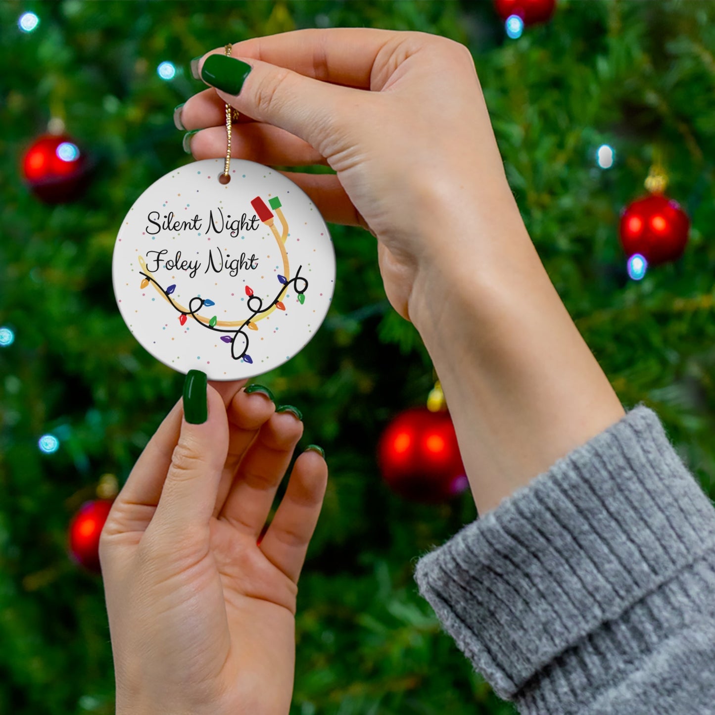 Urology Christmas ornament, foley, urologist holiday gift, urology humor, medical puns, doctor gift, nurse gift, silent night.