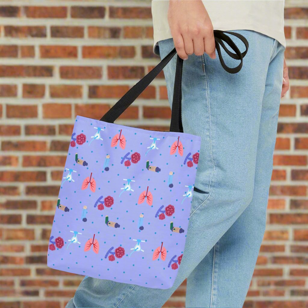 Lung tote bag, Pulmonology, respiratory therapy.