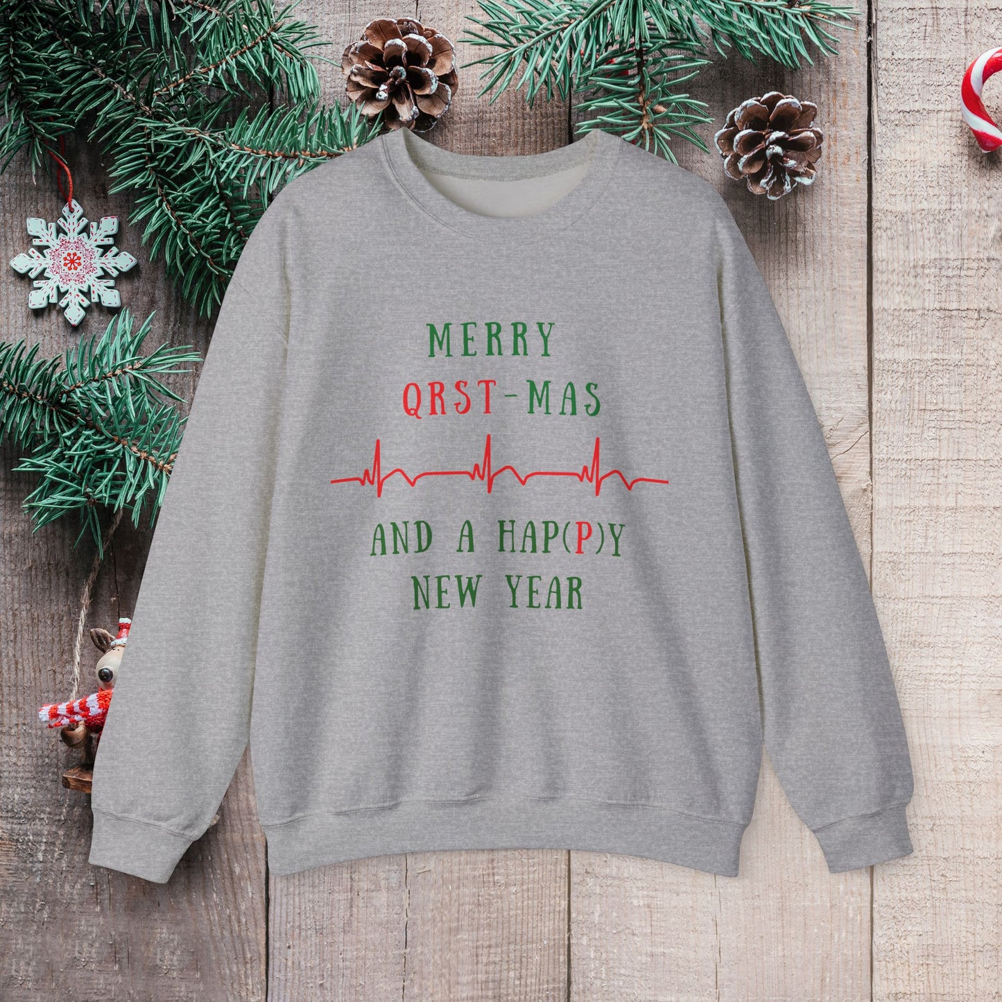 Cardiology Christmas Sweatshirt, Telemetry Nurse Holiday Gift, Cute Nurse Xmas Sweater, Cardiologist Christmas Gift, Heartbeat Print, Nursing Holiday Apparel
