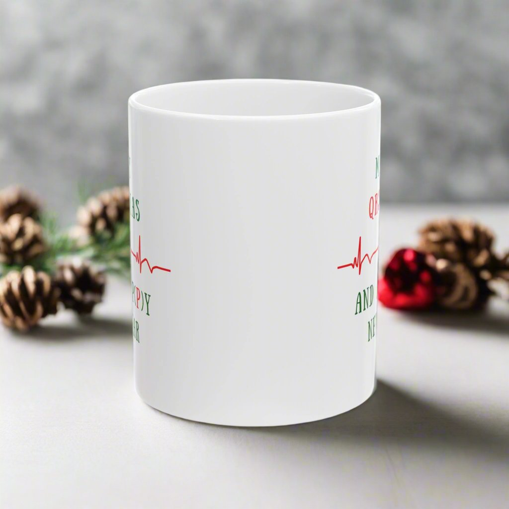 Cardiology Holiday Mug, Funny EKG Heartbeat Mug, Christmas Medical Mug for Cardiologists, Nurse Xmas Gift, Cardiac Cath Lab Coffee Mug, Heart Doctor Gift, Medical Humor Mug