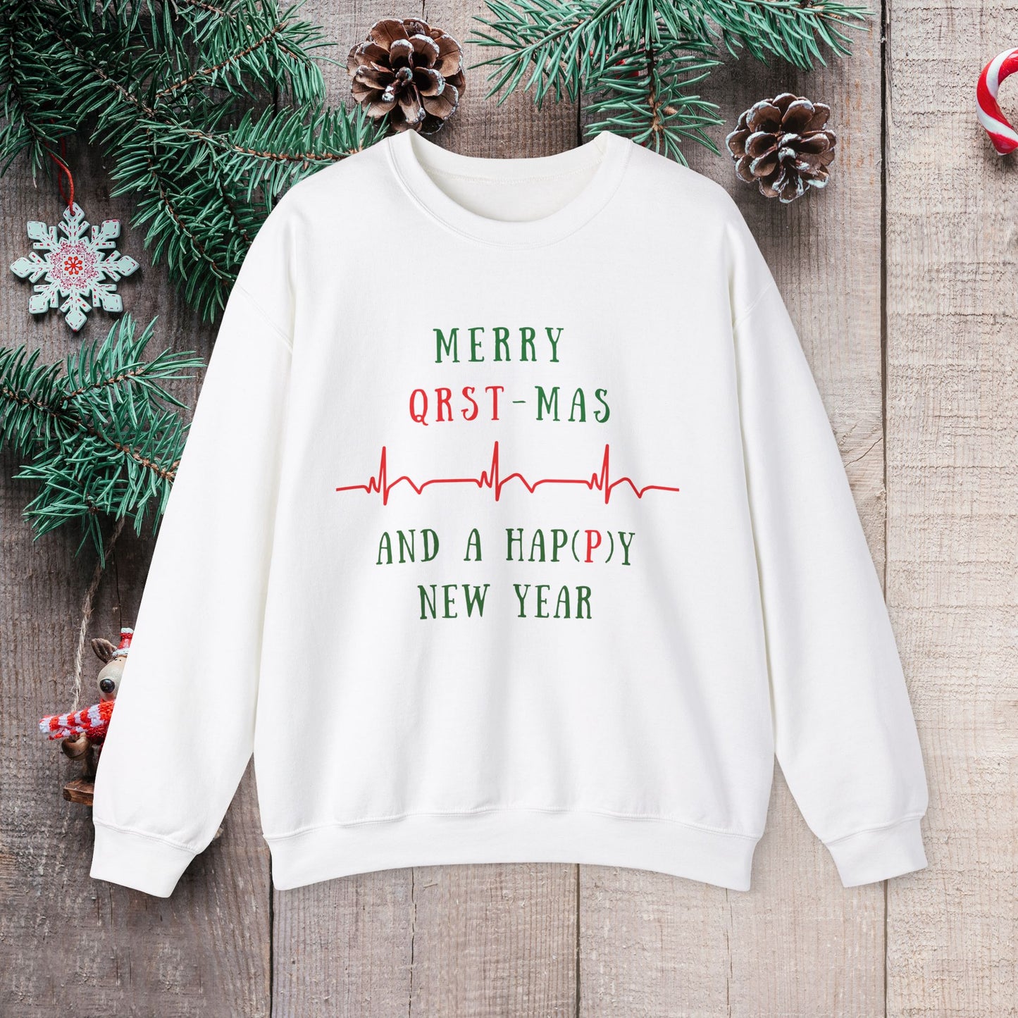 Cardiology Christmas Sweatshirt, Telemetry Nurse Holiday Gift, Cute Nurse Xmas Sweater, Cardiologist Christmas Gift, Heartbeat Print, Nursing Holiday Apparel