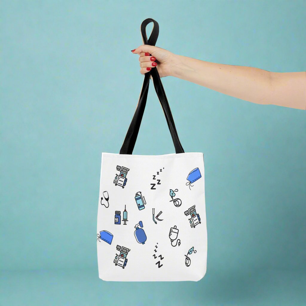 White Anesthesia tote bag, CRNA, Nurse Anesthetist, Anesthesiologist, SRNA, Resident, Doctor, nurse gift.
