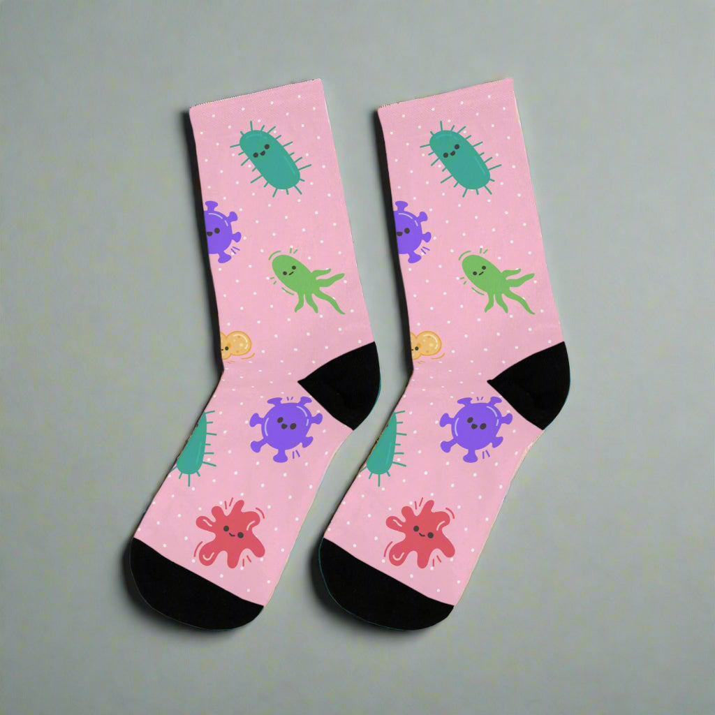 Microbiology Socks, Funny Bacteria-Themed Gift for Doctors, Medical Graduation Gift, Science Novelty Socks, Lab Technician Gift Idea, Doctor Appreciation Socks