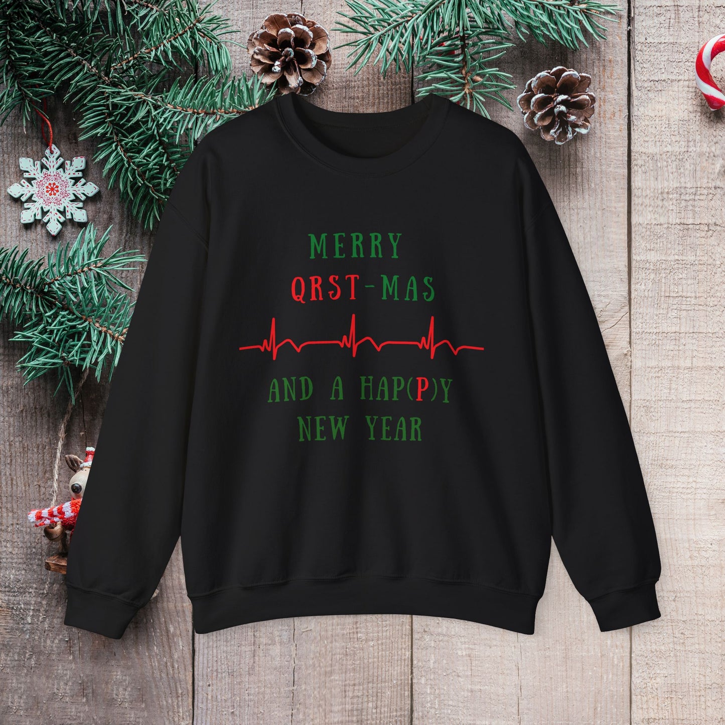 Cardiology Christmas Sweatshirt, Telemetry Nurse Holiday Gift, Cute Nurse Xmas Sweater, Cardiologist Christmas Gift, Heartbeat Print, Nursing Holiday Apparel