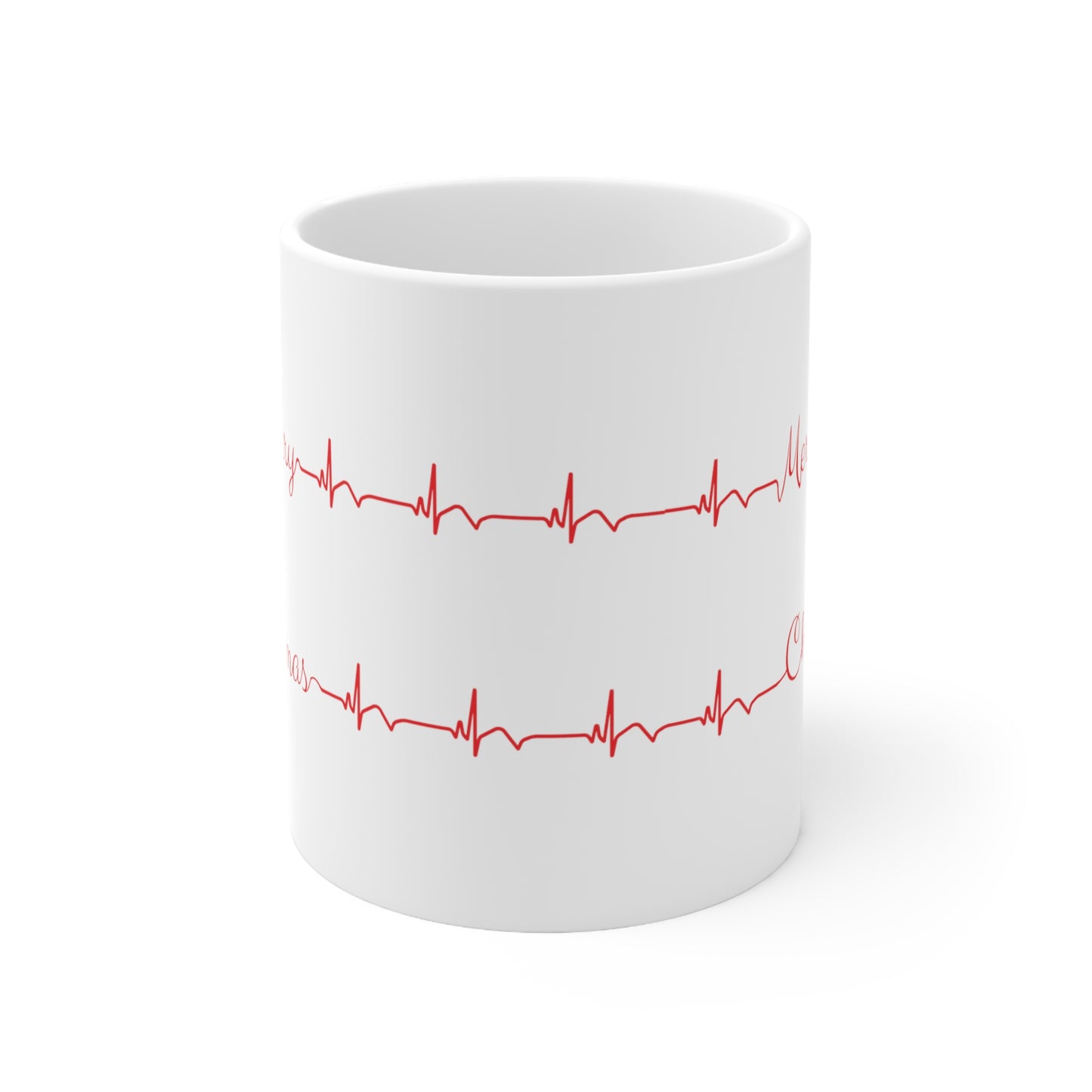 Minimalist cardiology holiday mug, EKG mug, Christmas medical mug, holiday mug, Cardiologist, Nurse xmas mug, Cardiac cath lab, Heart doctor