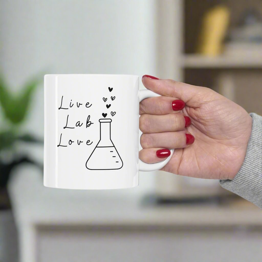 Live Lab Love mug, Lab tech gift, Research humor, Medical research, Women in chemistry, women in science, laboratory, medical humor