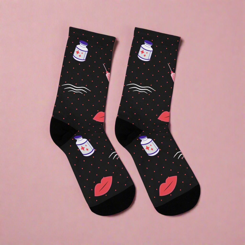 Med spa socks, gift for aesthetic injector gift idea, botox injector, lip filler gift, plastic surgery doctor, nurse injector, beauty nurse