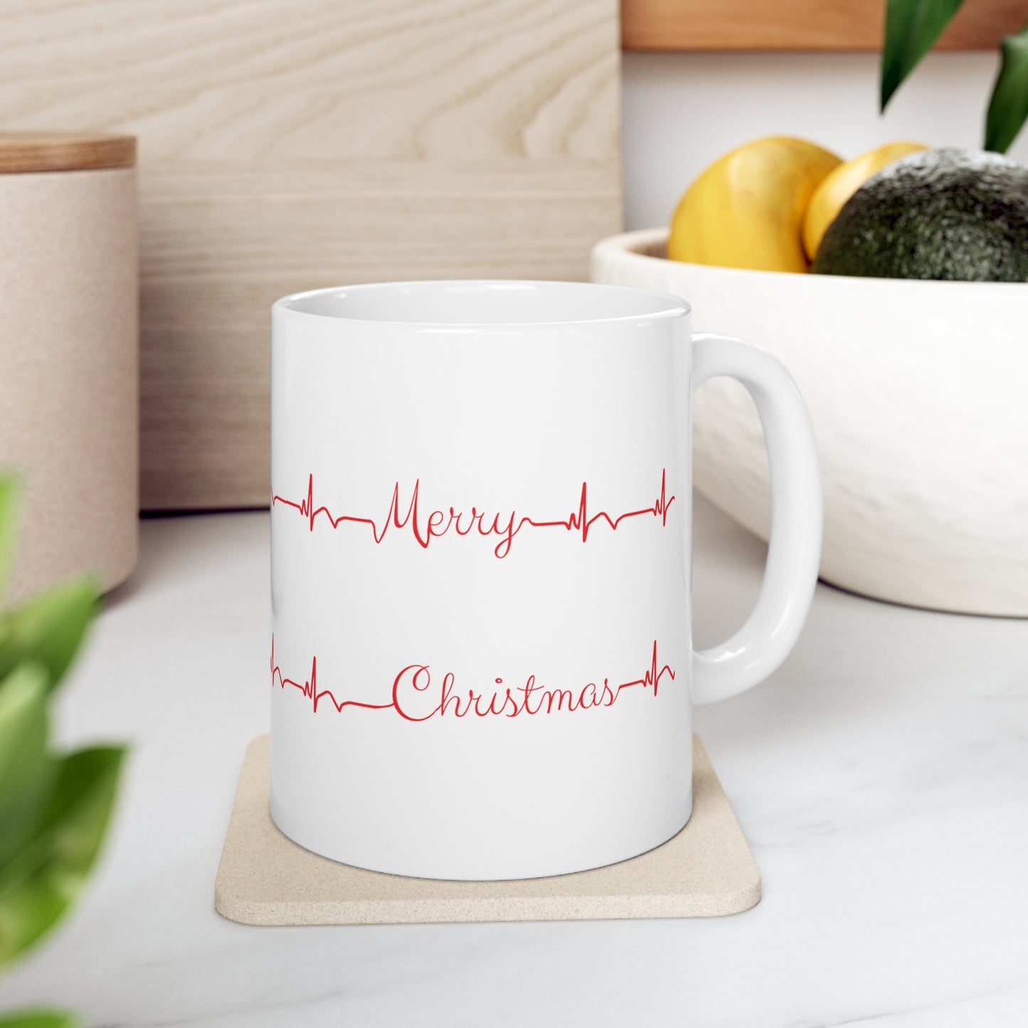Minimalist cardiology holiday mug, EKG mug, Christmas medical mug, holiday mug, Cardiologist, Nurse xmas mug, Cardiac cath lab, Heart doctor