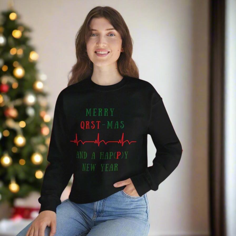 Cardiology Christmas Sweatshirt, Telemetry Nurse Holiday Gift, Cute Nurse Xmas Sweater, Cardiologist Christmas Gift, Heartbeat Print, Nursing Holiday Apparel