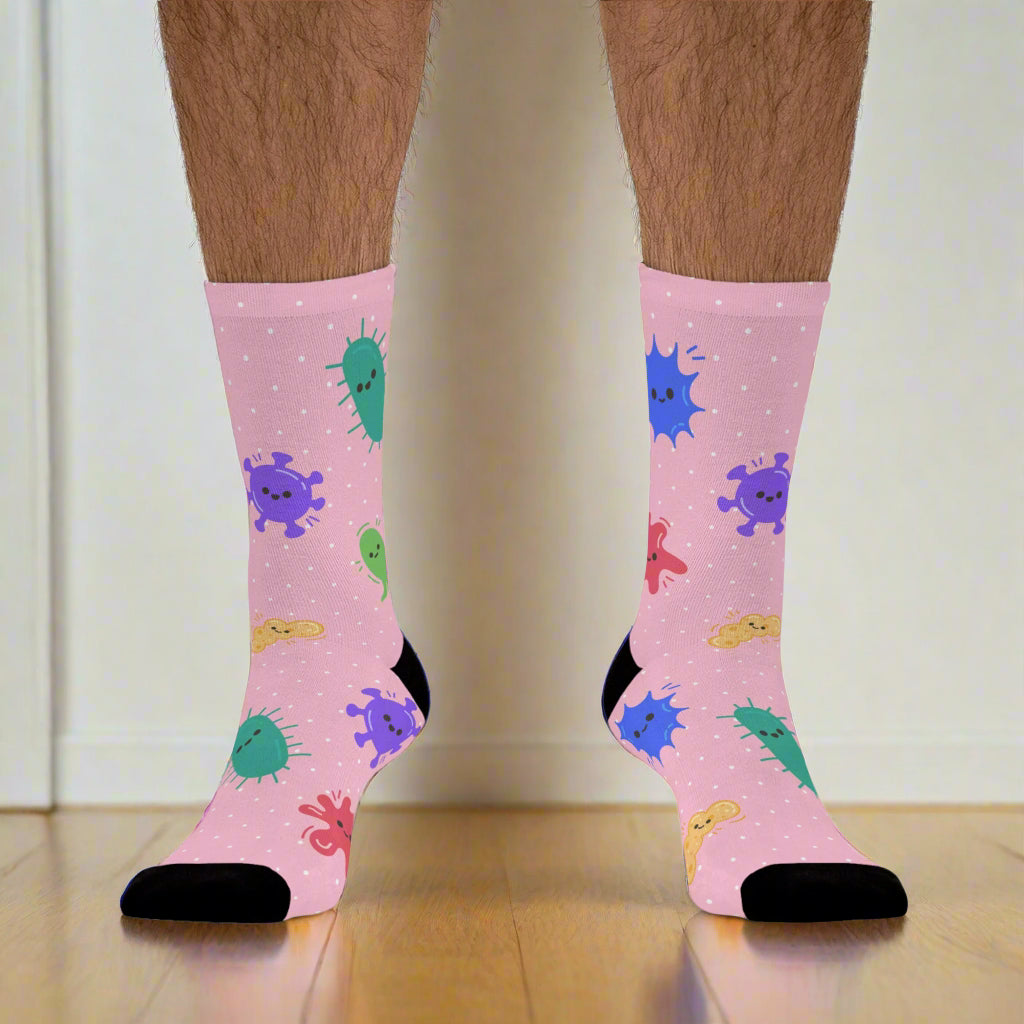 Microbiology Socks, Funny Bacteria-Themed Gift for Doctors, Medical Graduation Gift, Science Novelty Socks, Lab Technician Gift Idea, Doctor Appreciation Socks