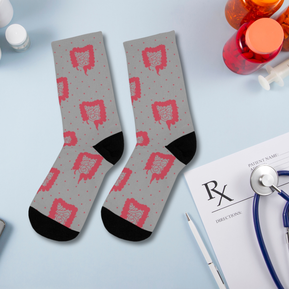 Gray Colorectal socks, Colon, surgeon gift, general surgery, gastrointestinal doctor, doctor socks.