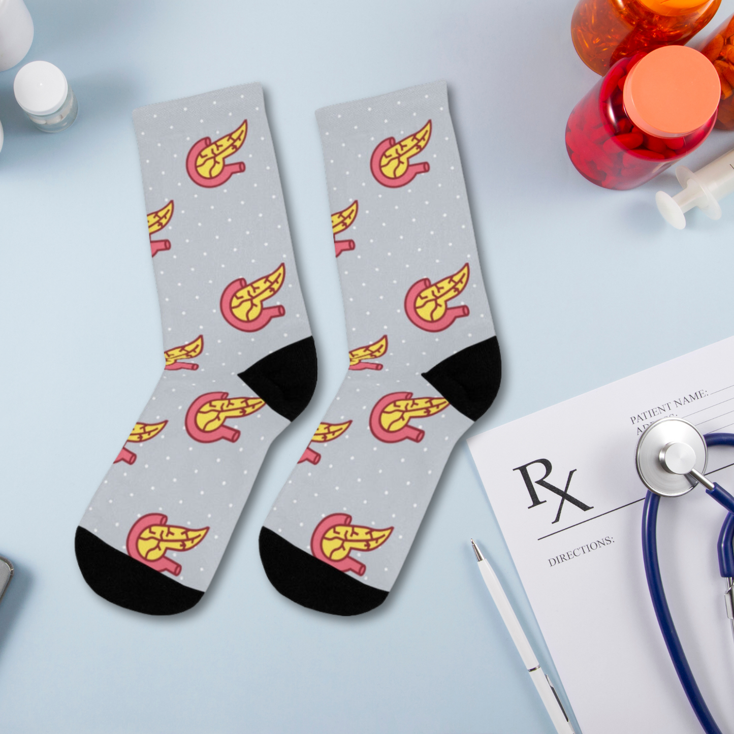 Pancreas socks, endocrinology socks, medical student, nurse, PA, Nurse Practitioner, anatomy socks, surgeon gift, endocrine