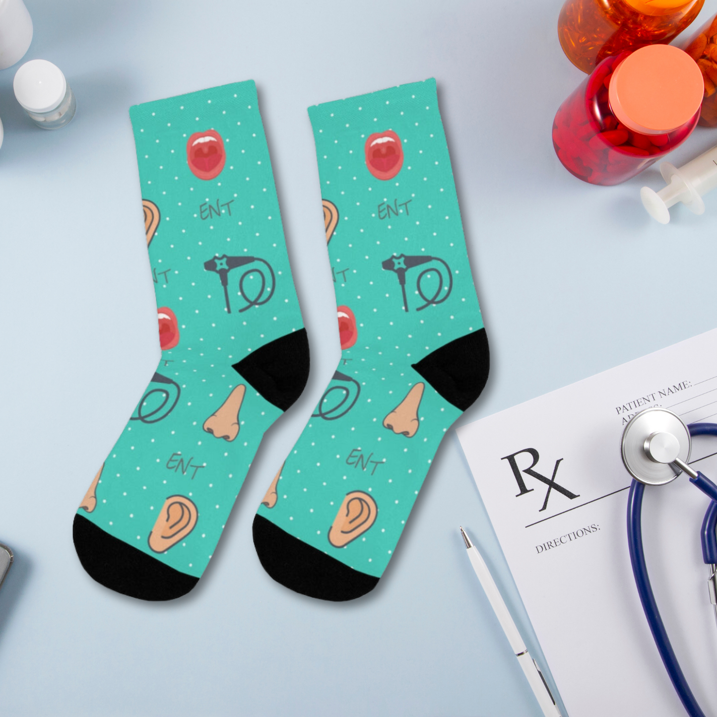 ENT socks, Ear nose and throat doctor, doctor socks, Otoscope, otolaryngology, endoscope, nose doctor, nose surgeon, throat surgeon, ear surgeon,