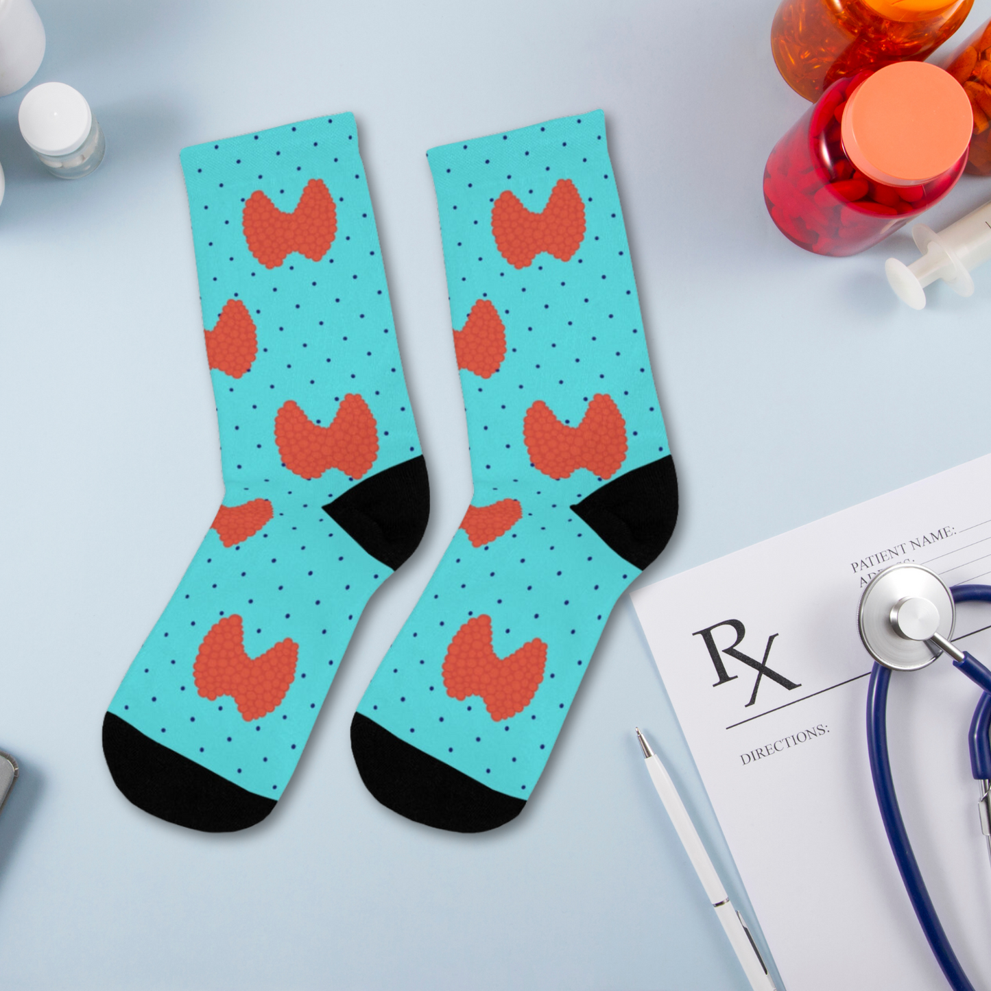 Thyroid socks, endocrine, endocrinology, doctor socks, anatomy, thyroid gland, medical socks, nurse socks, MD, Medical student, ENT surgeon