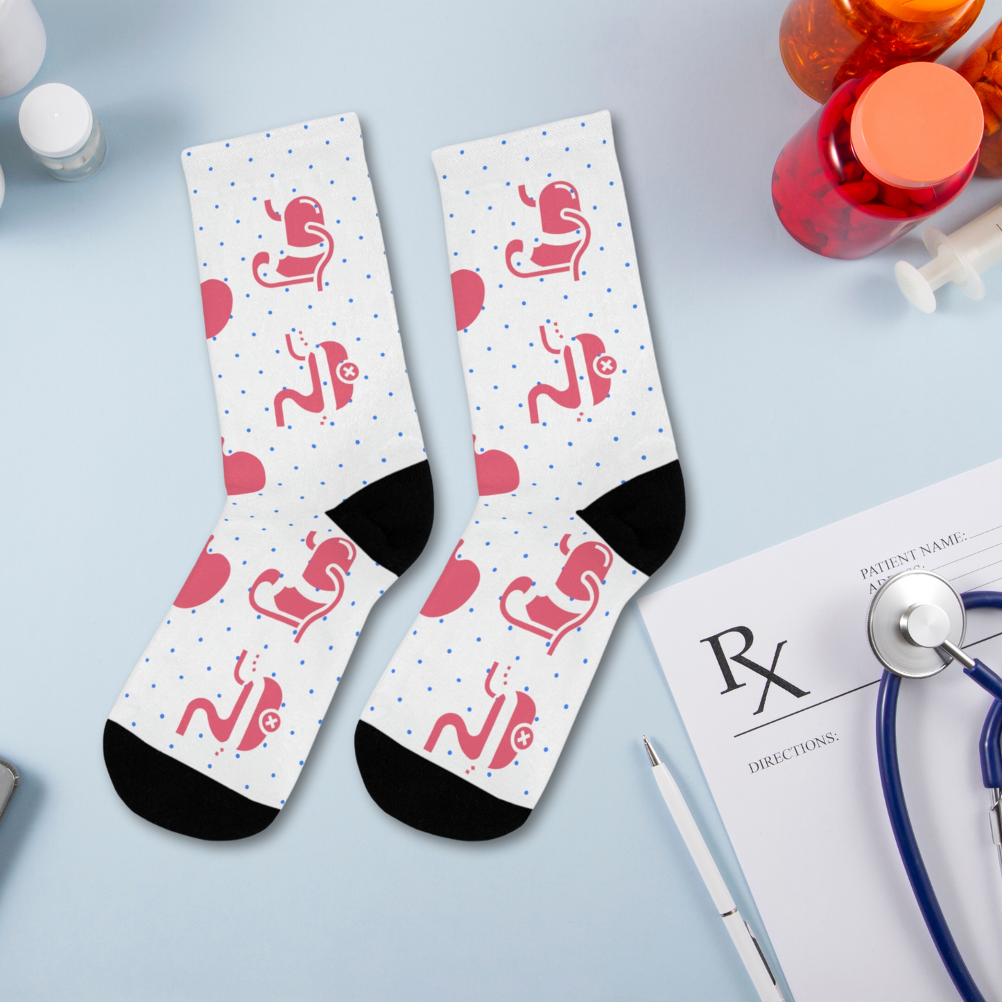 White Bariatric Surgery socks, GI socks, surgeon medical student, nurse, PA, Nurse Practitioner, surgeon gift, gastrointestinal