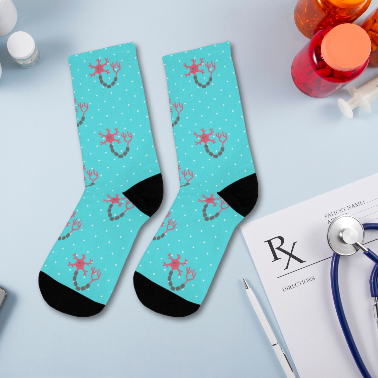 Blue Neuron socks, Neurology gift, Neurologist socks, Neurosurgery, Brain