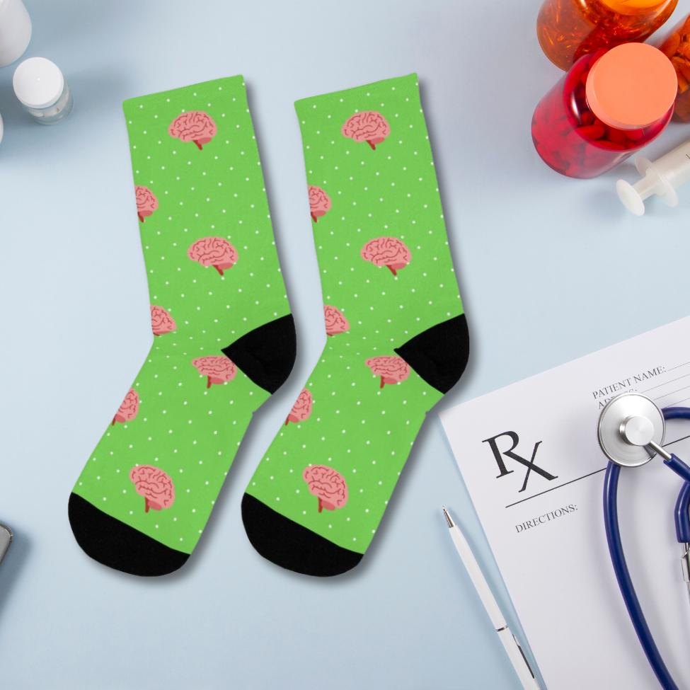 Green Neurology, Neurologist socks, Neurosurgery, Brain