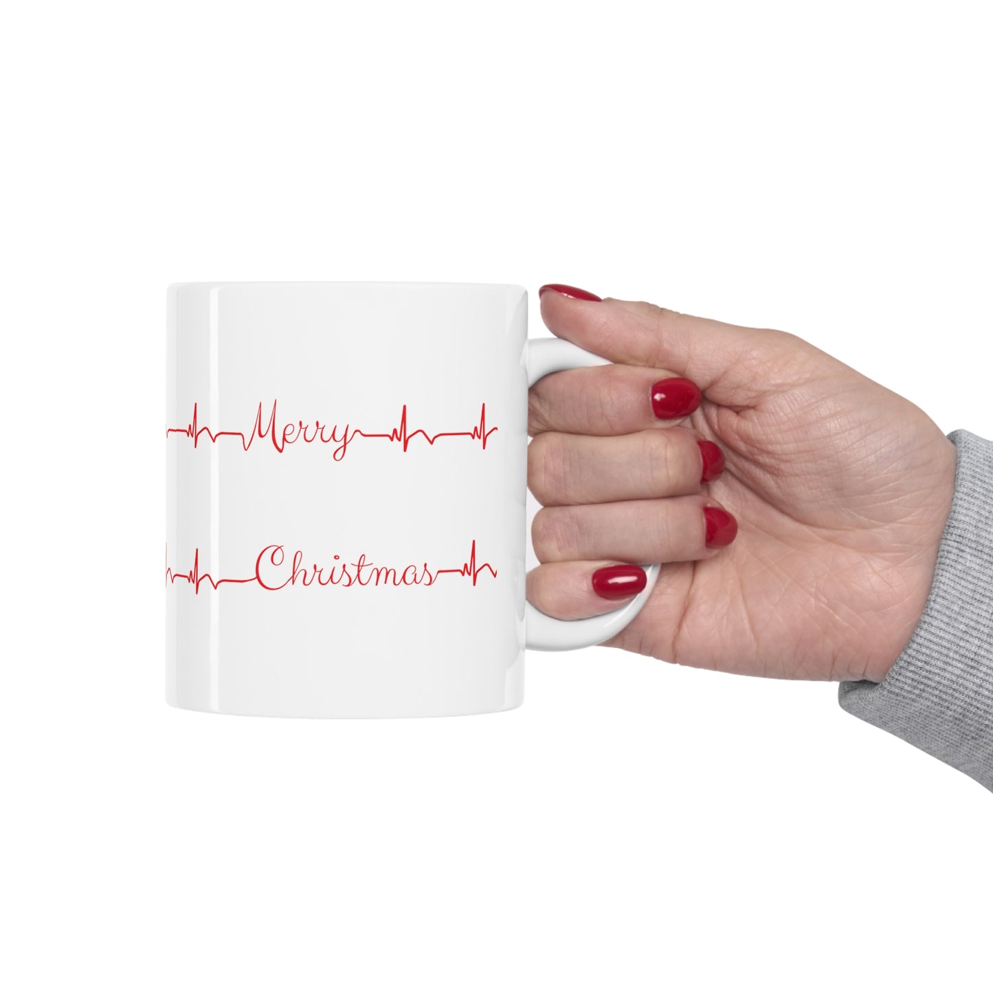 Minimalist cardiology holiday mug, EKG mug, Christmas medical mug, holiday mug, Cardiologist, Nurse xmas mug, Cardiac cath lab, Heart doctor