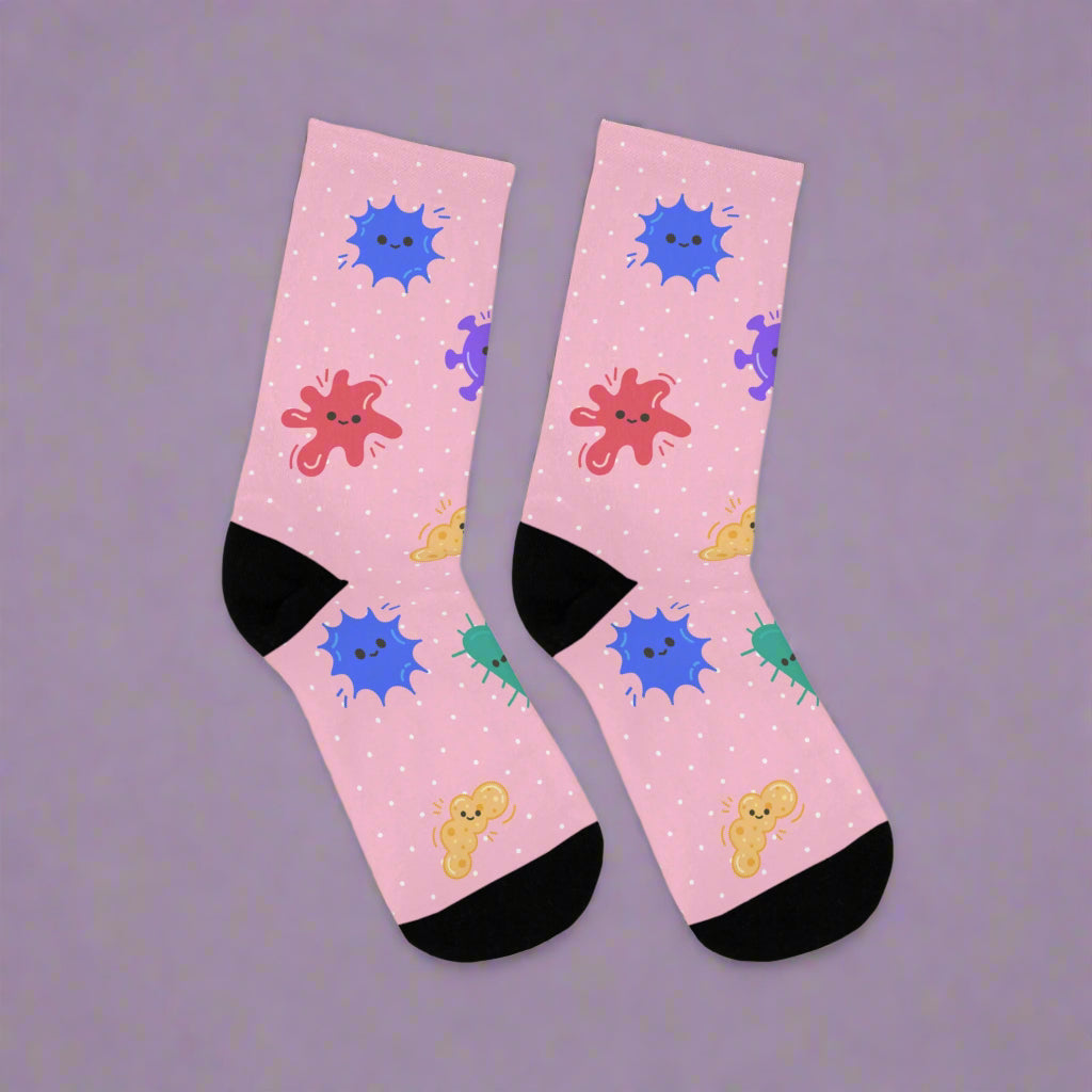 Microbiology Socks, Funny Bacteria-Themed Gift for Doctors, Medical Graduation Gift, Science Novelty Socks, Lab Technician Gift Idea, Doctor Appreciation Socks