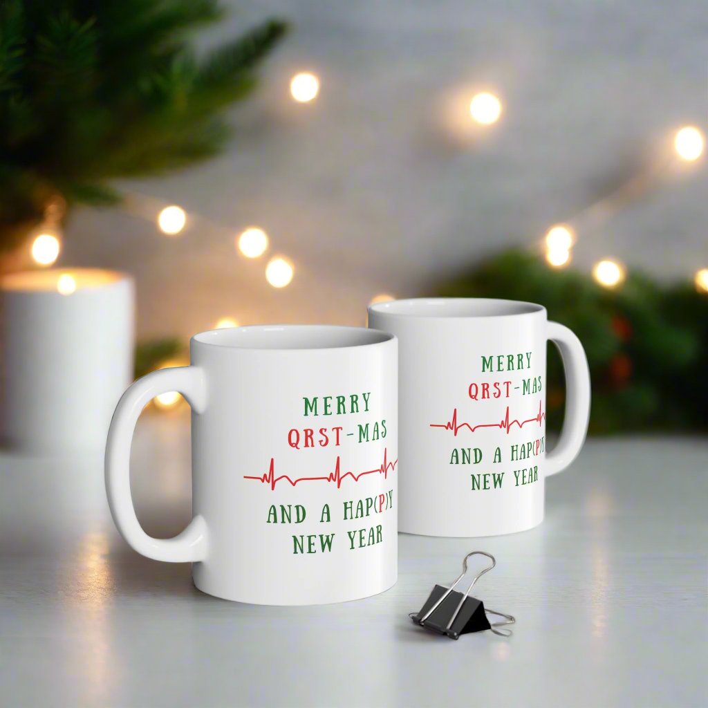 Cardiology Holiday Mug, Funny EKG Heartbeat Mug, Christmas Medical Mug for Cardiologists, Nurse Xmas Gift, Cardiac Cath Lab Coffee Mug, Heart Doctor Gift, Medical Humor Mug