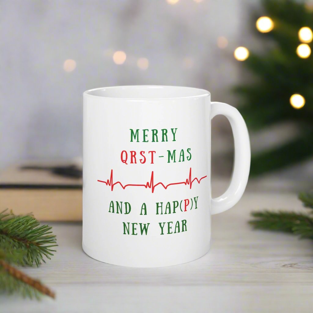 Cardiology Holiday Mug, Funny EKG Heartbeat Mug, Christmas Medical Mug for Cardiologists, Nurse Xmas Gift, Cardiac Cath Lab Coffee Mug, Heart Doctor Gift, Medical Humor Mug