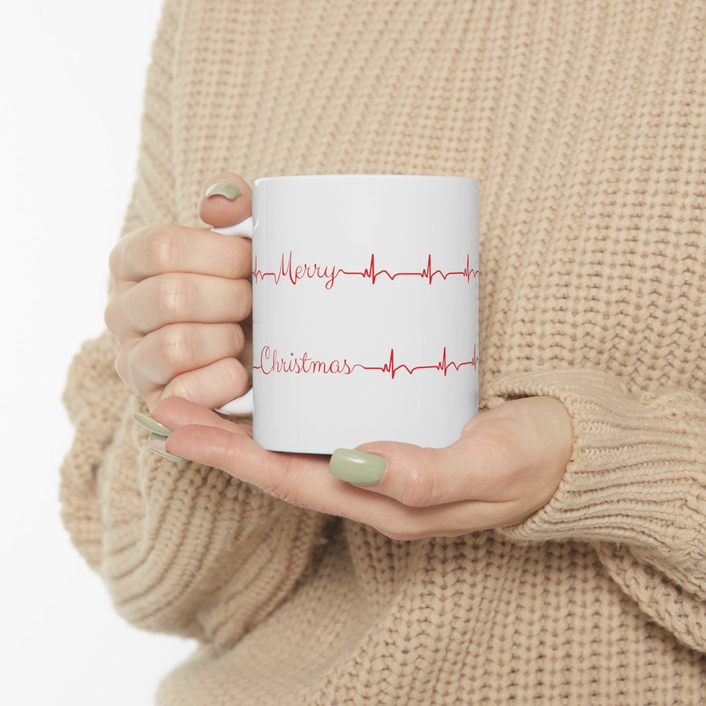 Minimalist cardiology holiday mug, EKG mug, Christmas medical mug, holiday mug, Cardiologist, Nurse xmas mug, Cardiac cath lab, Heart doctor