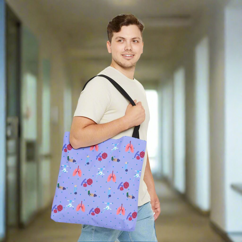 Lung tote bag, Pulmonology, respiratory therapy.