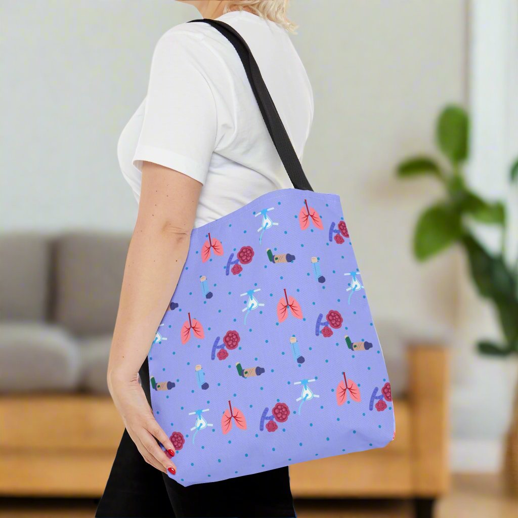 Lung tote bag, Pulmonology, respiratory therapy.