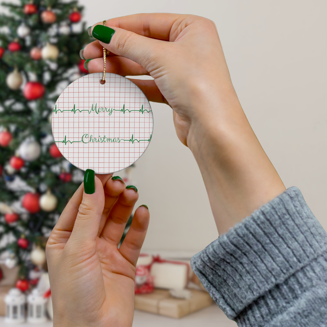 EKG Cardiology Christmas ornament, Nurse xmas gift, cardiologist doctor holiday gift, medical humor, heart surgery, Cardiac coworker gift, nurse Xmas ornament exchange