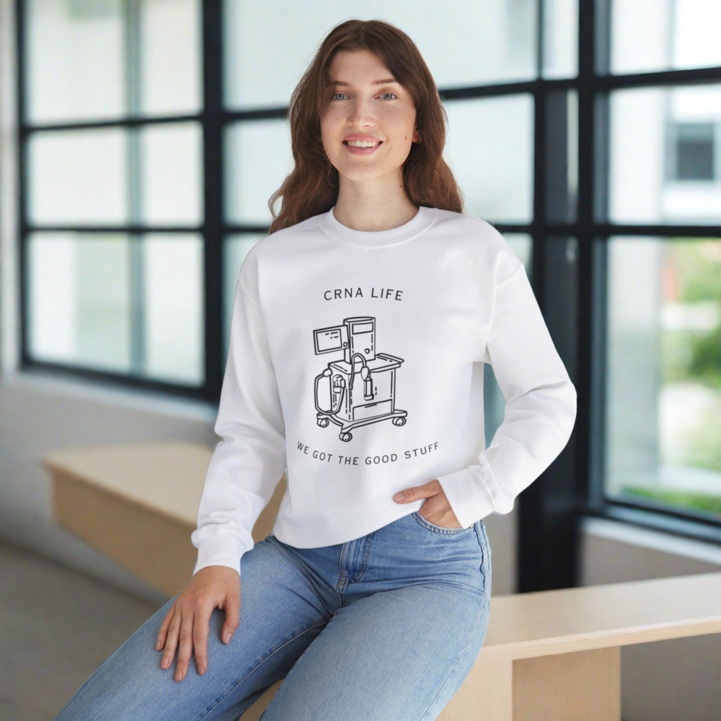 CRNA sweatshirt, cute nurse anesthesia gift idea, anesthesiology sweater, new grad nurse anesthetist student, the good stuff