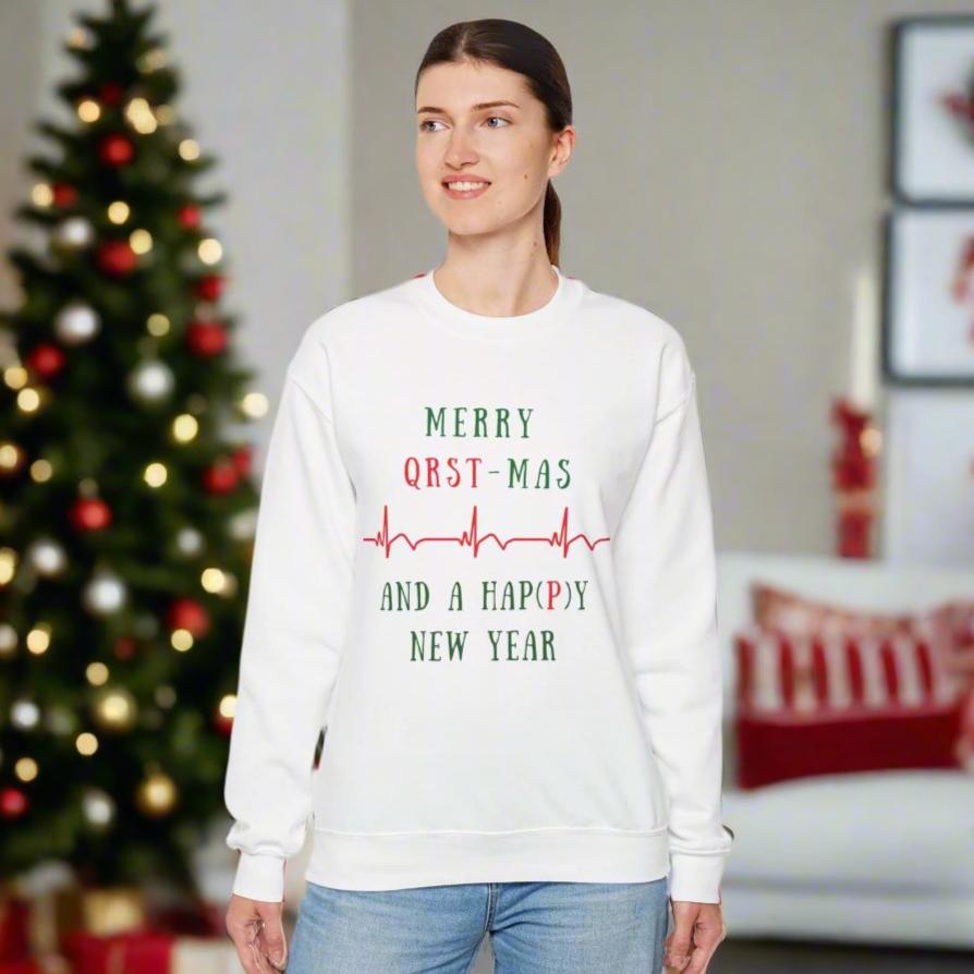 Cardiology Christmas Sweatshirt, Telemetry Nurse Holiday Gift, Cute Nurse Xmas Sweater, Cardiologist Christmas Gift, Heartbeat Print, Nursing Holiday Apparel