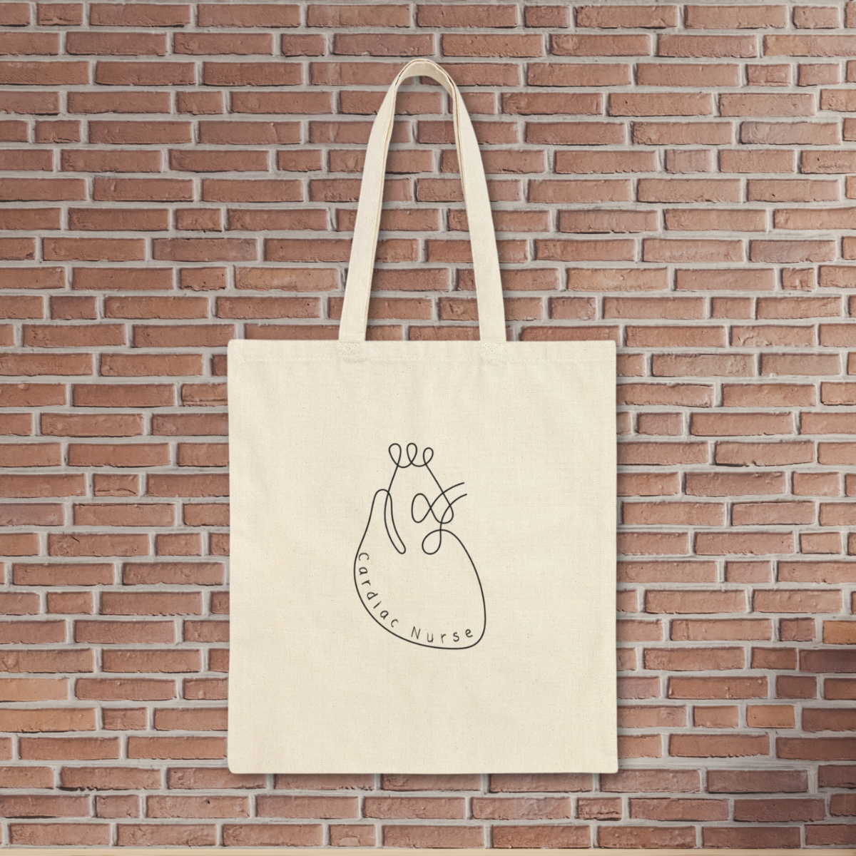 Minimalist Heart Cardiac Nurse work Tote Bag Cute Graduation gift for Cardiology team and cardiovascular RNs Anatomical Medical line art