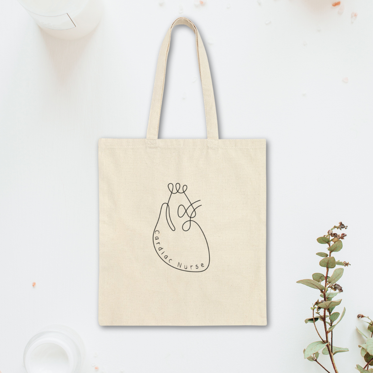 Minimalist Heart Cardiac Nurse work Tote Bag Cute Graduation gift for Cardiology team and cardiovascular RNs Anatomical Medical line art