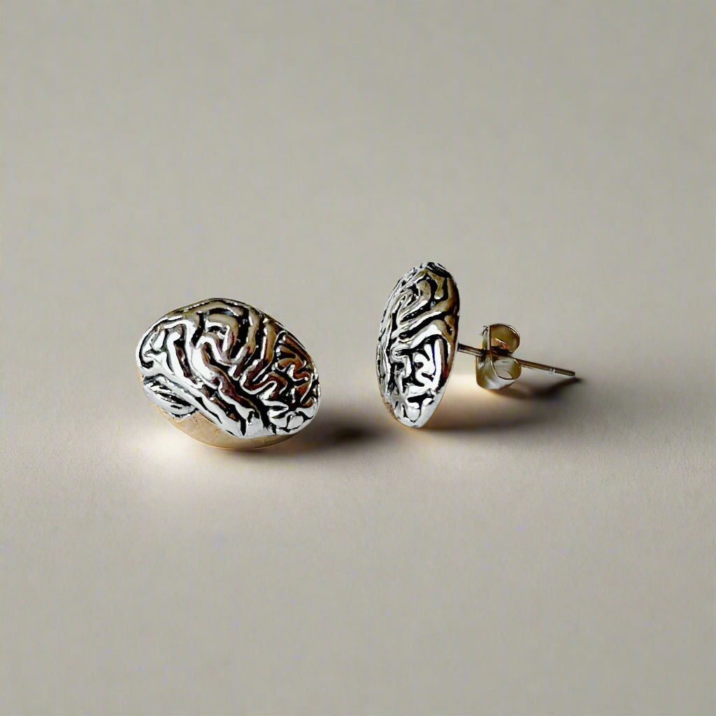 Silver Brain Stud Earrings, Neurology Gift for Neurologists, Neurosurgeon Jewelry, Neurosurgery Gift for PA, NP, Neuro Nurses, Medical Student Gift