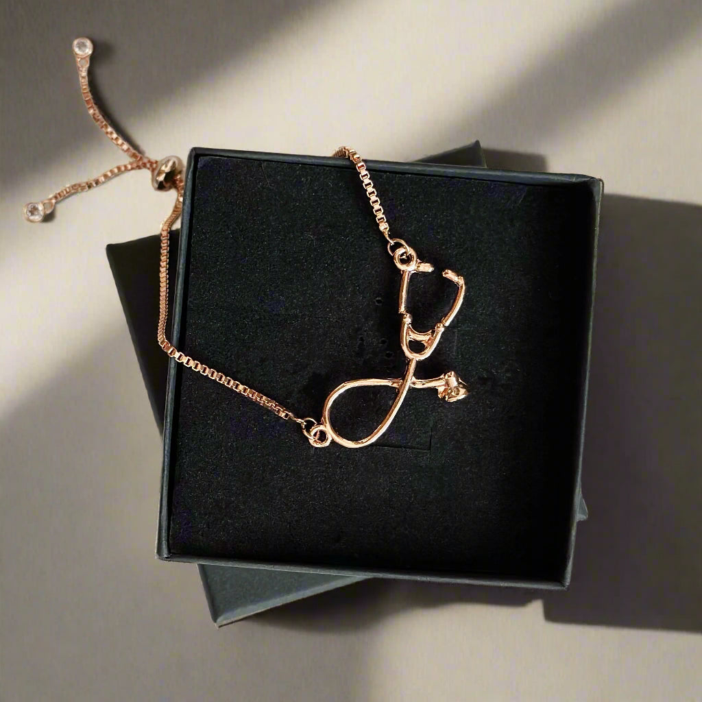 Stethoscope Bracelet, Graduation Gift for Nurses, Doctors, NPs, PAs, Respiratory Therapists, Medical Jewelry for Healthcare Professionals