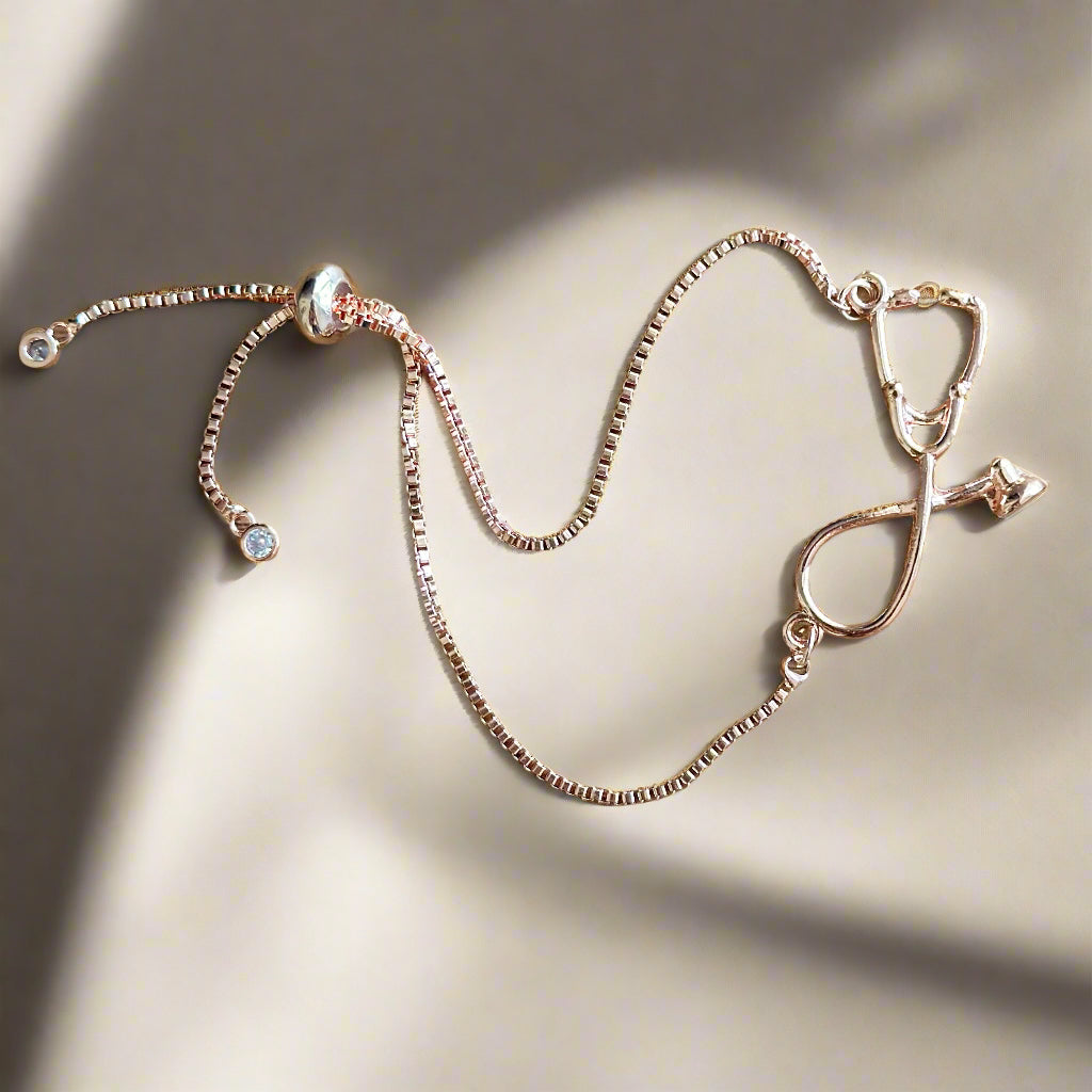 Stethoscope Bracelet, Graduation Gift for Nurses, Doctors, NPs, PAs, Respiratory Therapists, Medical Jewelry for Healthcare Professionals