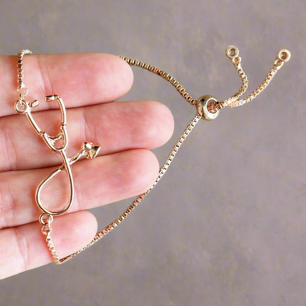 Stethoscope Bracelet, Graduation Gift for Nurses, Doctors, NPs, PAs, Respiratory Therapists, Medical Jewelry for Healthcare Professionals