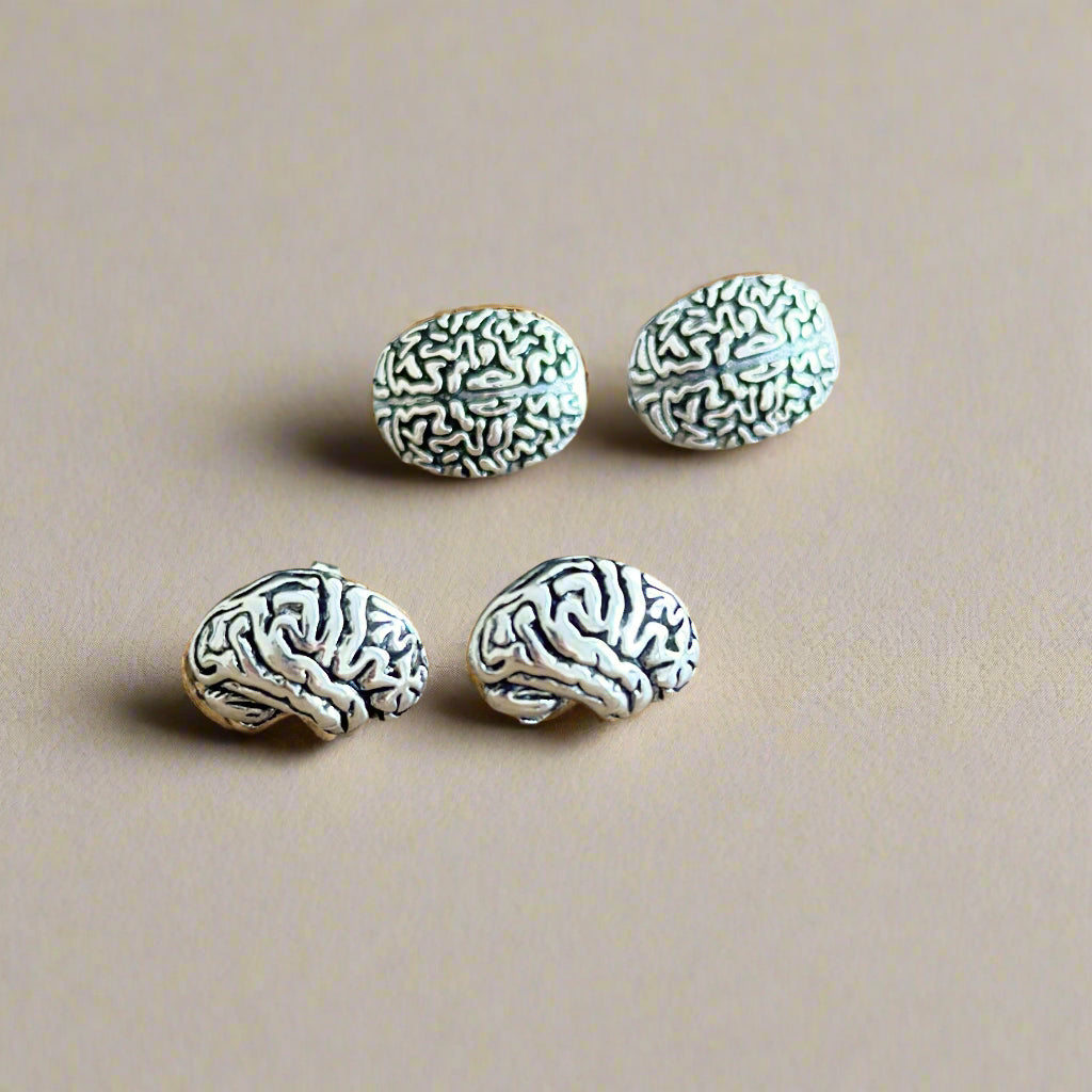 Silver Brain Stud Earrings, Neurology Gift for Neurologists, Neurosurgeon Jewelry, Neurosurgery Gift for PA, NP, Neuro Nurses, Medical Student Gift