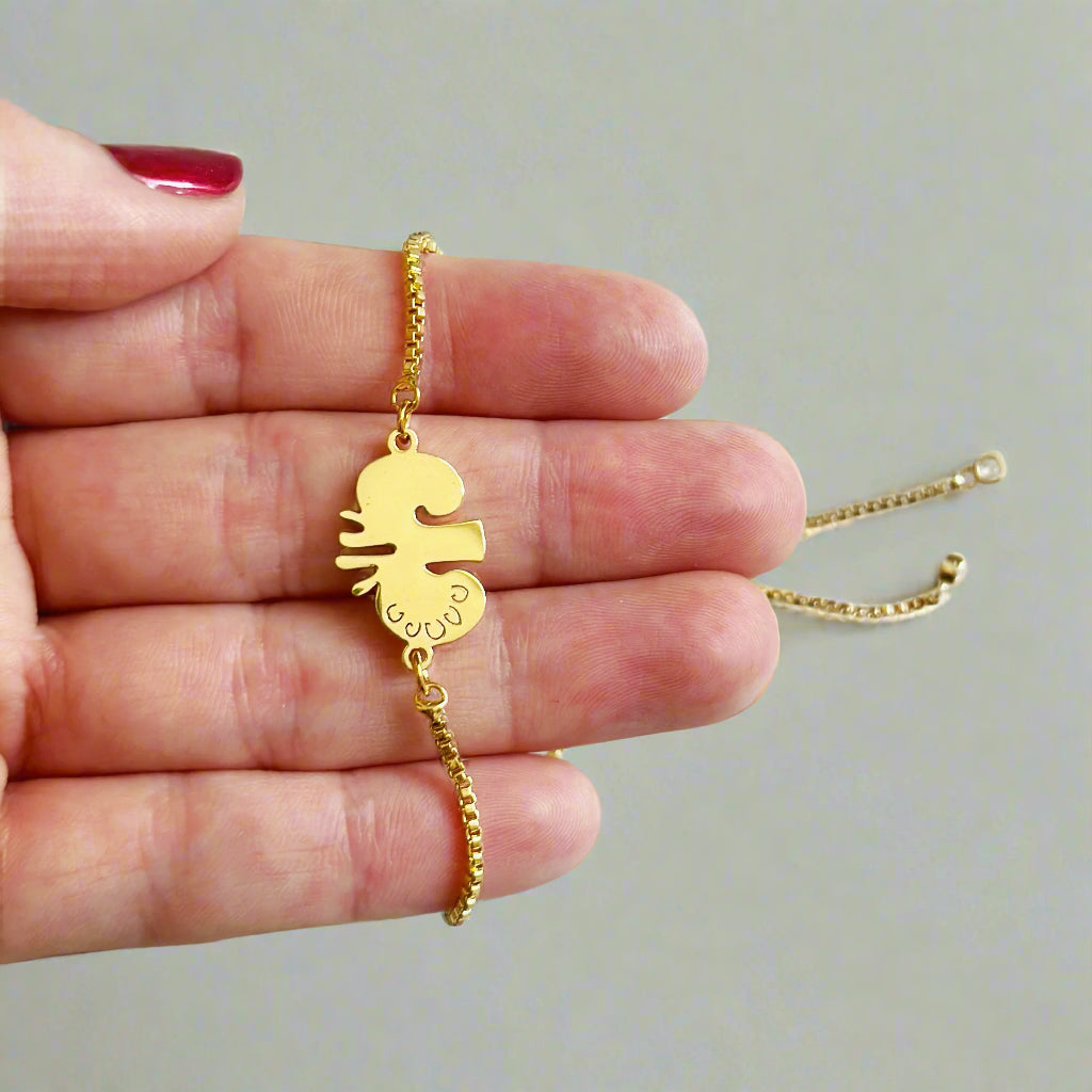 Gold Kidney Bracelet, Urology and Nephrology Gift, Nephrologist Jewelry, Urologist Bracelet, Kidney Transplant Gift for Doctors, Nurses, and PAs