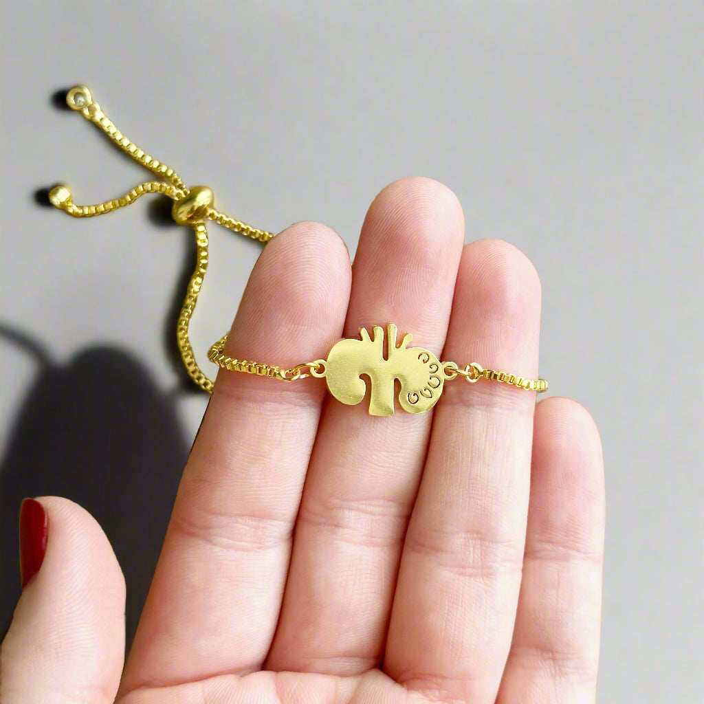 Gold Kidney Bracelet, Urology and Nephrology Gift, Nephrologist Jewelry, Urologist Bracelet, Kidney Transplant Gift for Doctors, Nurses, and PAs