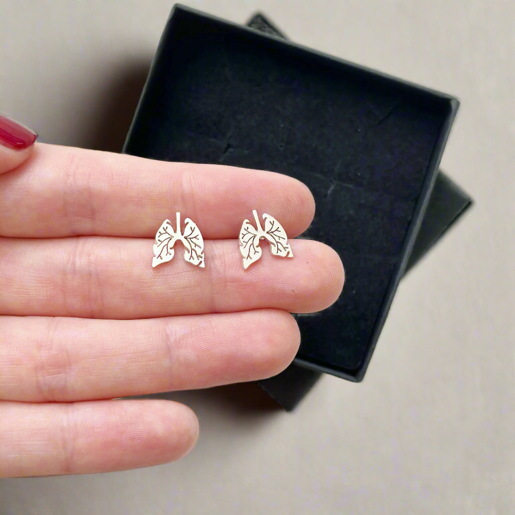 Lung Stud Earrings, Respiratory Therapist Gift, Pulmonologist Jewelry, Nurse Appreciation Gift, Healthcare Worker Earrings, Medical Themed Gift