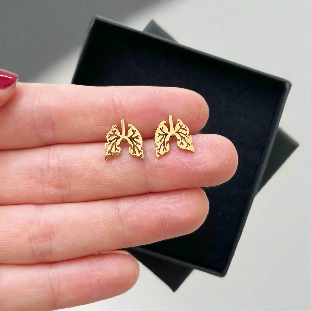 Lung Stud Earrings, Respiratory Therapist Gift, Pulmonologist Jewelry, Nurse Appreciation Gift, Healthcare Worker Earrings, Medical Themed Gift