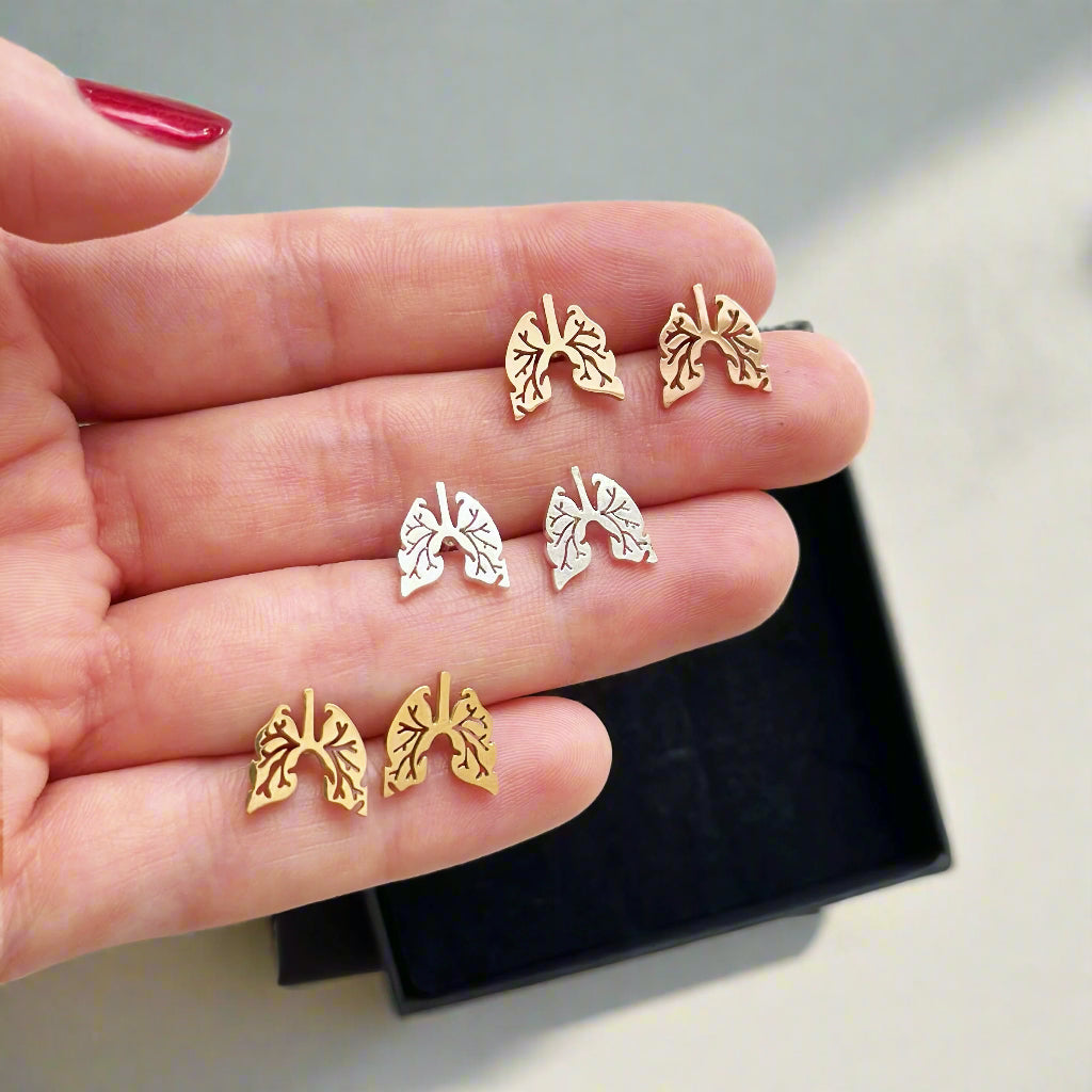 Lung Stud Earrings, Respiratory Therapist Gift, Pulmonologist Jewelry, Nurse Appreciation Gift, Healthcare Worker Earrings, Medical Themed Gift