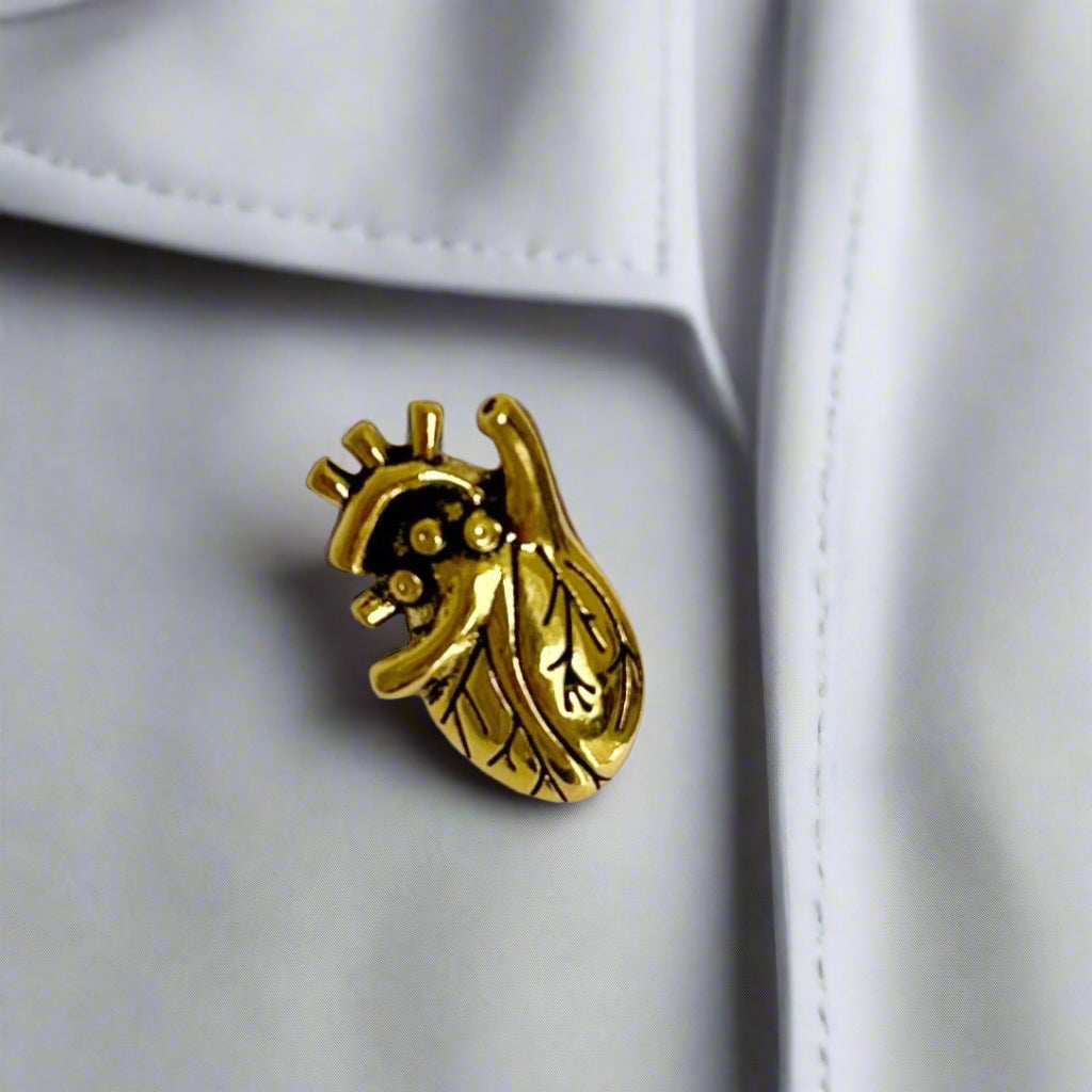 Anatomical Heart Gold Cufflinks, Cardiology Gift for Cardiologists, Doctor Graduation Gift, Heart-Themed Cufflinks for Men, Medical Jewelry for Doctors